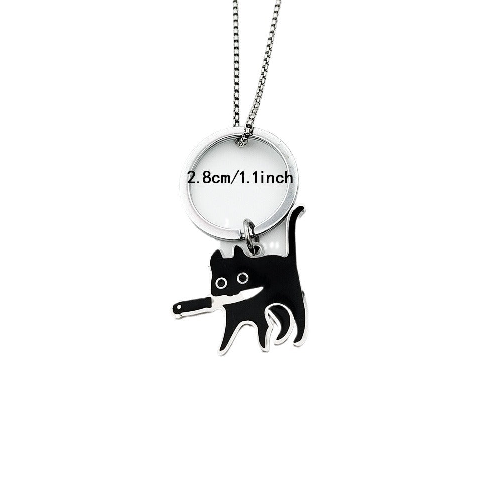 Wholesale Stainless Steel Creative Pocket Knife Cat Cartoon Titanium Steel Necklace